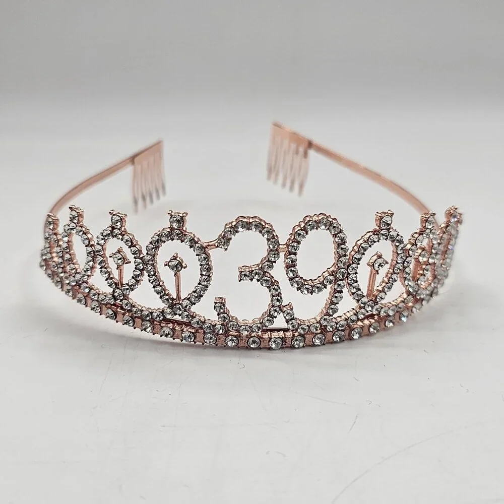 39th Birthday Decorations for Women Rose Gold Sash Tiara and Cake Topper & More